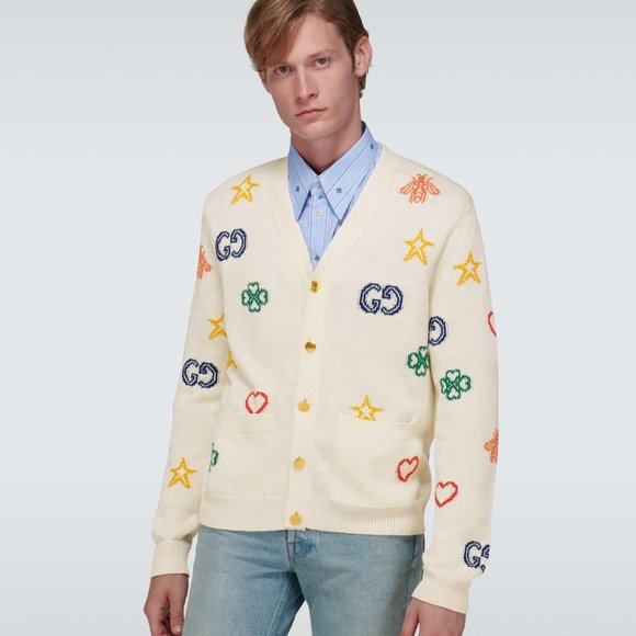 Gucci Other - Gucci Symbols Jacquard Rainbow Cardigan